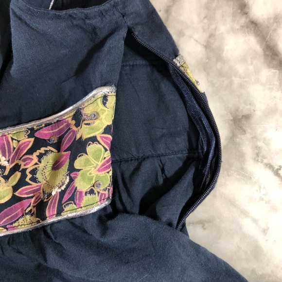 NWT Free People Navy Tank With Floral Accents Sz 2 - Picture 5 of 8